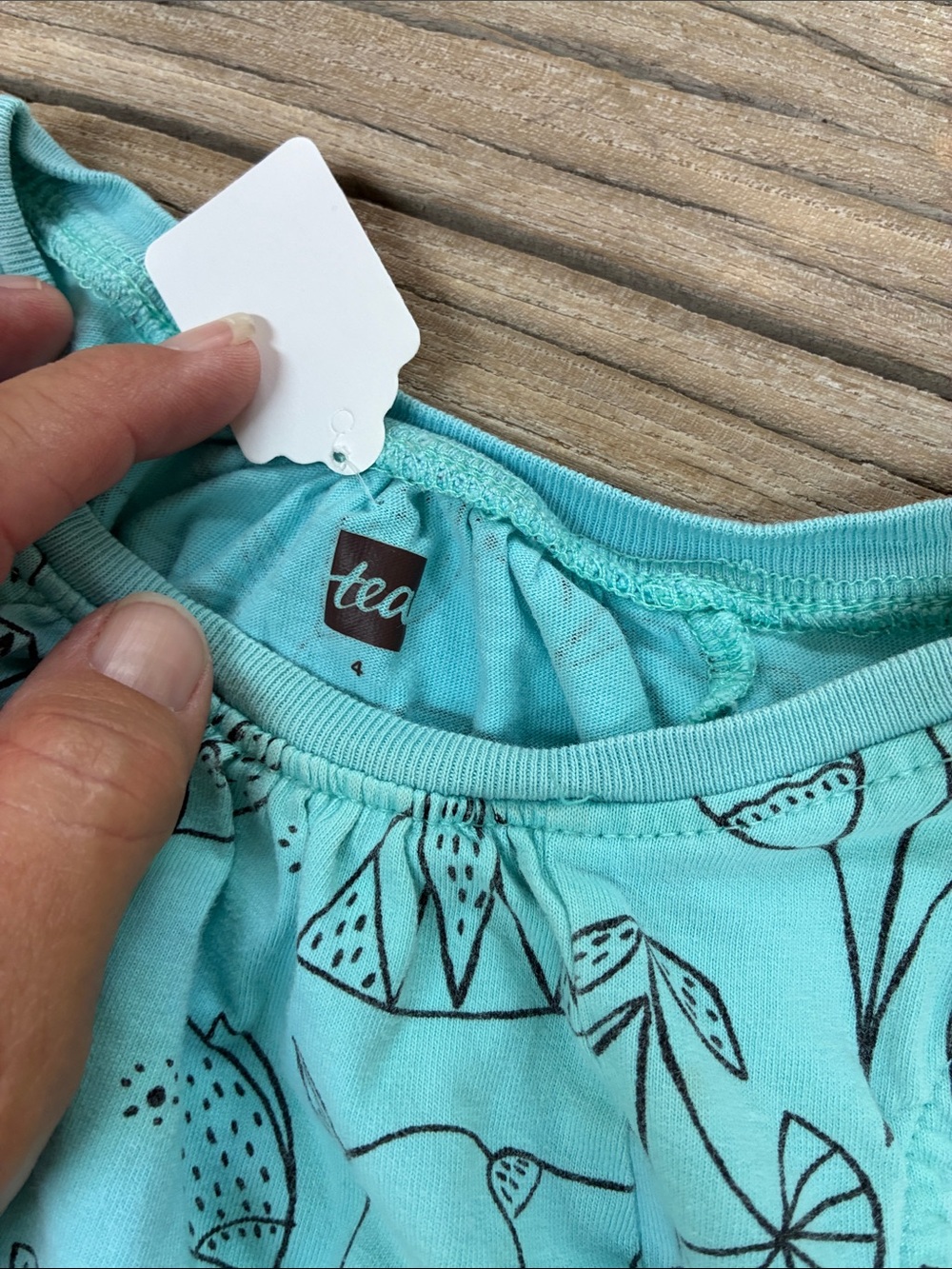 Tea Collection Girls Teal Floral Print Sleeveless Cotton Dress Size 4 - Picture 2 of 6